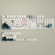 Lotus Charm 104+26 PBT Doubleshot Backlit 5-sided Dye-subbed Keycaps Set Cherry Profile Side Legends for MX Keyboard